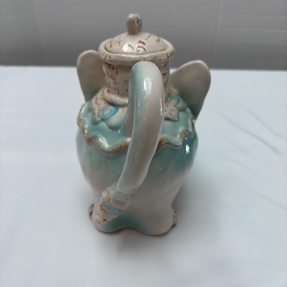 Blue Sky Clayworks Elephant Ceramic Teapot by Heather Goldminc Cream Blue - Picture 4 of 9